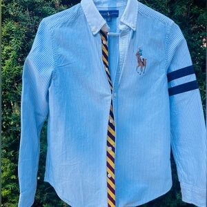 Vintage Ralph Lauren Blue and White Striped Polo